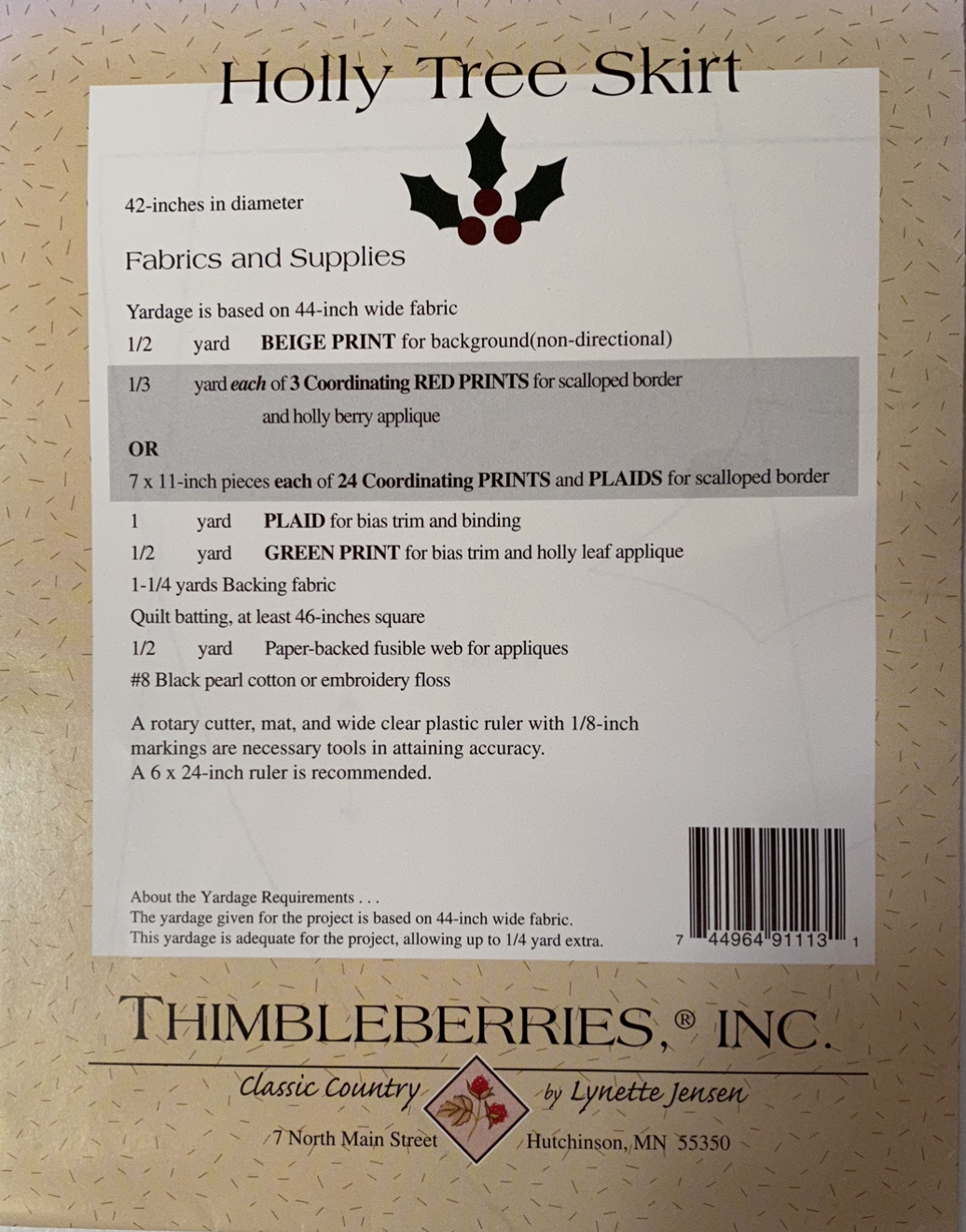 Holly Tree Skirt Pattern MG91113 Thimbleberries - Image 2