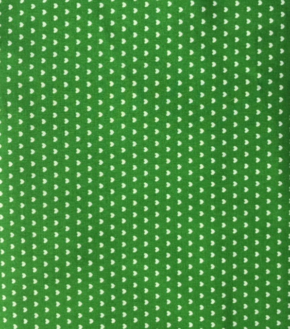 42883 Hearts-Green & White For John Louden Fabrics