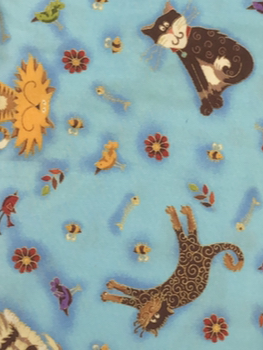 991 Fancy Cats 2 Scatter For Makower Blue