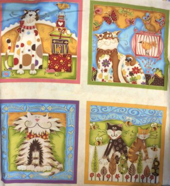 998 Fancy Cats 2 Large Squares Panel For Makower