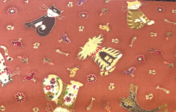 991 Fancy Cats 2 Scatter For Makower - Terracotta
