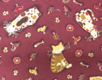 991 Fancy Cats 2 Scatter For Makower - Dark Terracotta