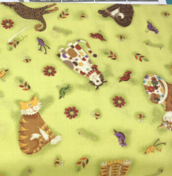 991 Fancy Cats 2 Scatter For Makower - Lime green
