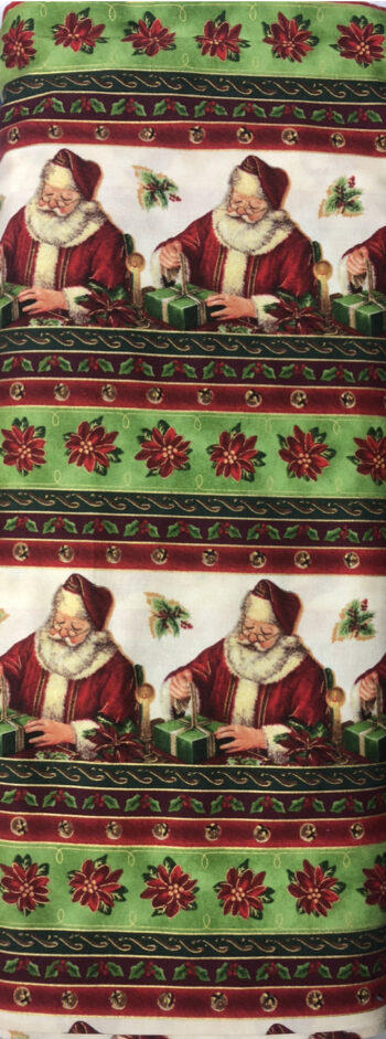 45291/GR-Metalic Santa Present Fabric By Liz goodrick For Ebor Fabrics